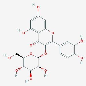 molecular formula C21H20O12 B1253126 2-(3,4-dihydroxyphenyl)-5,7-dihydroxy-3-[(2R,3R,4S,5S,6R)-3,4,5-trihydroxy-6-(hydroxymethyl)oxan-2-yl]oxychromen-4-one 