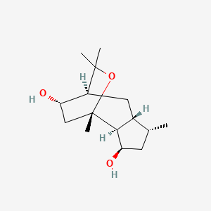 molecular formula C15H26O3 B1253128 (1S,2S,3R,5R,6R,8S,12S)-1,5,9,9-tetramethyl-10-oxatricyclo[6.2.2.02,6]dodecane-3,12-diol 