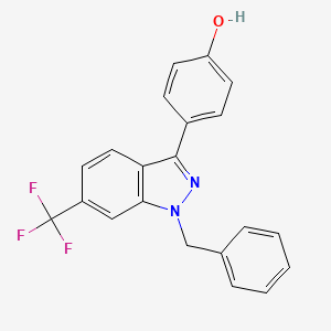 molecular formula C21H15F3N2O B12531487 Phenol, 4-[1-(phenylmethyl)-6-(trifluoromethyl)-1H-indazol-3-yl]- CAS No. 680613-20-1