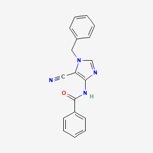 molecular formula C18H14N4O B12531528 Benzamide, N-[5-cyano-1-(phenylmethyl)-1H-imidazol-4-yl]- CAS No. 677274-36-1