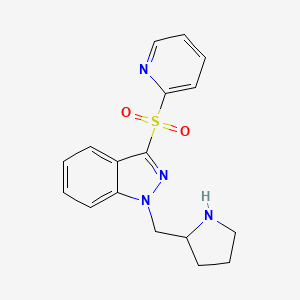 molecular formula C17H18N4O2S B12531560 1H-Indazole, 3-(2-pyridinylsulfonyl)-1-(2-pyrrolidinylmethyl)- CAS No. 651336-03-7