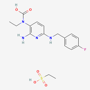 molecular formula C17H23FN4O5S B12531777 [2-Amino-6-[(4-fluorophenyl)methylamino]pyridin-3-yl]-ethylcarbamic acid;ethanesulfonic acid CAS No. 815587-04-3