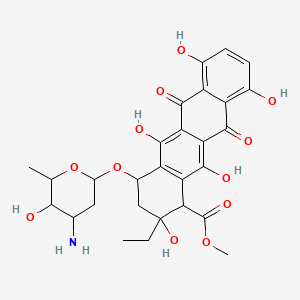 molecular formula C28H31NO12 B1253185 methyl 4-(4-amino-5-hydroxy-6-methyloxan-2-yl)oxy-2-ethyl-2,5,7,10,12-pentahydroxy-6,11-dioxo-3,4-dihydro-1H-tetracene-1-carboxylate 