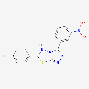 molecular formula C15H10ClN5O2S B12531944 6-(4-Chlorophenyl)-3-(3-nitrophenyl)-5,6-dihydro-[1,2,4]triazolo[3,4-b][1,3,4]thiadiazole 