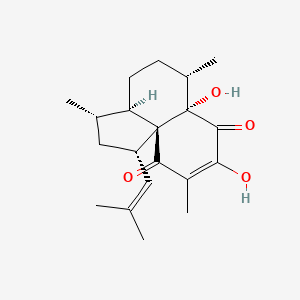 molecular formula C20H28O4 B1253196 (1S,3S,3aR,6S,6aS,10aR)-6a,8-dihydroxy-3,6,9-trimethyl-1-(2-methylprop-1-enyl)-2,3,3a,4,5,6-hexahydro-1H-cyclopenta[e]naphthalene-7,10-dione 