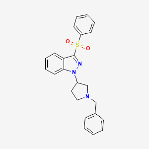 molecular formula C24H23N3O2S B12532261 1H-Indazole, 1-[1-(phenylmethyl)-3-pyrrolidinyl]-3-(phenylsulfonyl)- CAS No. 651336-17-3