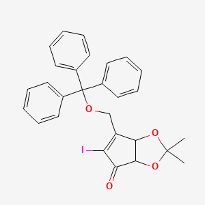 4H-Cyclopenta-1,3-dioxol-4-one, 3a,6a-dihydro-5-iodo-2,2-dimethyl-6-[(triphenylmethoxy)methyl]-, (3aR,6aR)-