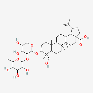 molecular formula C41H66O12 B1253238 9-[4,5-Dihydroxy-3-(3,4,5-trihydroxy-6-methyloxan-2-yl)oxyoxan-2-yl]oxy-8-(hydroxymethyl)-5a,5b,8,11a-tetramethyl-1-prop-1-en-2-yl-1,2,3,4,5,6,7,7a,9,10,11,11b,12,13,13a,13b-hexadecahydrocyclopenta[a]chrysene-3a-carboxylic acid 
