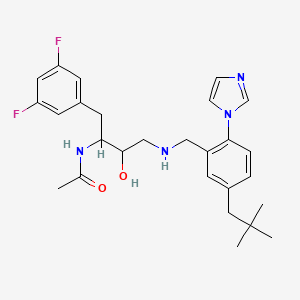 molecular formula C27H34F2N4O2 B12532527 Acetamide, N-[(1S,2R)-1-[(3,5-difluorophenyl)methyl]-3-[[[5-(2,2-dimethylpropyl)-2-(1H-imidazol-1-yl)phenyl]methyl]amino]-2-hydroxypropyl]- 