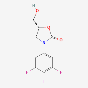 molecular formula C10H8F2INO3 B12532577 (5R)-3-(3,5-difluoro-4-iodophenyl)-5-(hydroxymethyl)-1,3-oxazolidin-2-one CAS No. 831203-31-7