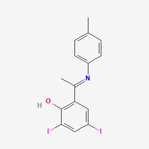 molecular formula C15H13I2NO B12532628 2,4-Diiodo-6-[1-(4-methylanilino)ethylidene]cyclohexa-2,4-dien-1-one CAS No. 686965-20-8