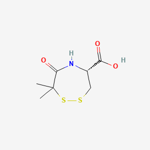 molecular formula C7H11NO3S2 B1253276 (4R)-Tetrahydro-7,7-dimethyl-6-oxo-3H-1,2,5-dithiazepine-4-carboxylic acid CAS No. 82017-48-9