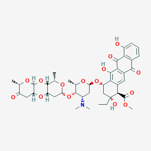 molecular formula C42H51NO15 B1253320 methyl (1R,2R,4S)-4-[(2R,4S,5S,6S)-4-(dimethylamino)-5-[[(1R,3R,5S,8R,10S,12R,14S)-5,14-dimethyl-6-oxo-2,4,9,13-tetraoxatricyclo[8.4.0.03,8]tetradecan-12-yl]oxy]-6-methyloxan-2-yl]oxy-2-ethyl-2,5,7-trihydroxy-6,11-dioxo-3,4-dihydro-1H-tetracene-1-carboxylate 