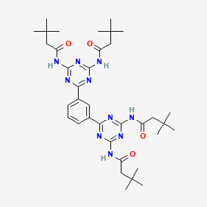 molecular formula C36H52N10O4 B12533264 N-[4-[3-[4,6-bis(3,3-dimethylbutanoylamino)-1,3,5-triazin-2-yl]phenyl]-6-(3,3-dimethylbutanoylamino)-1,3,5-triazin-2-yl]-3,3-dimethylbutanamide 