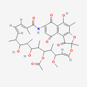 molecular formula C37H45NO12 B1253342 [(9E,19E,21E)-2,15,17-trihydroxy-11-methoxy-3,7,12,14,16,18,22-heptamethyl-6,23,27,29-tetraoxo-8,30-dioxa-24-azatetracyclo[23.3.1.14,7.05,28]triaconta-1(28),2,4,9,19,21,25-heptaen-13-yl] acetate 
