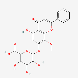 molecular formula C22H20O11 B1253423 (2S,3S,4S,5R,6S)-3,4,5-trihydroxy-6-(5-hydroxy-8-methoxy-4-oxo-2-phenylchromen-7-yl)oxyoxane-2-carboxylic acid 