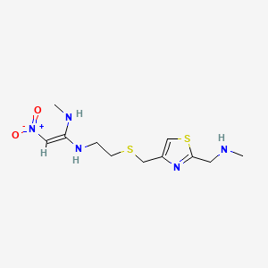 molecular formula C11H19N5O2S2 B1253491 N-甲基-N'-[2-[[[2-[(甲基氨基)甲基]-4-噻唑基]甲基]硫代]乙基]-2-硝基-1,1-亚乙二胺 