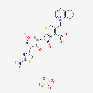 7-[[(2Z)-2-(2-amino-1,3-thiazol-4-yl)-2-methoxyiminoacetyl]amino]-3-(6,7-dihydro-5H-cyclopenta[b]pyridin-1-ium-1-ylmethyl)-8-oxo-5-thia-1-azabicyclo[4.2.0]oct-2-ene-2-carboxylate;sulfuric acid