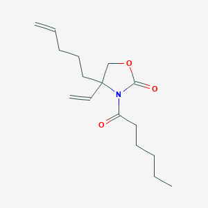 2-Oxazolidinone, 4-ethenyl-3-(1-oxohexyl)-4-(4-pentenyl)-