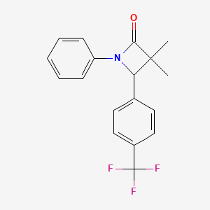 molecular formula C18H16F3NO B12535208 2-Azetidinone, 3,3-dimethyl-1-phenyl-4-[4-(trifluoromethyl)phenyl]- CAS No. 681122-61-2