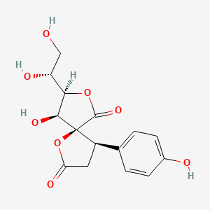 molecular formula C15H16O8 B1253560 (4R,5S,8R,9S)-8-[(1R)-1,2-dihydroxyethyl]-9-hydroxy-4-(4-hydroxyphenyl)-1,7-dioxaspiro[4.4]nonane-2,6-dione 