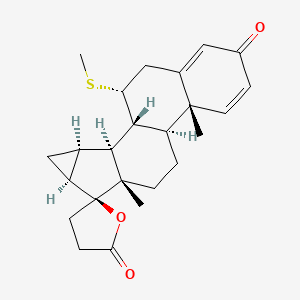 molecular formula C24H30O3S B1253567 (1'R,2'S,3'S,5S,5'S,7'S,10'S,11'R,18'R)-7',11'-Dimethyl-18'-methylsulfanylspiro[oxolane-5,6'-pentacyclo[8.8.0.02,7.03,5.011,16]octadeca-12,15-diene]-2,14'-dione CAS No. 97870-25-2