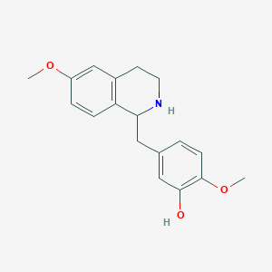 molecular formula C18H21NO3 B1253570 2-Methoxy-5-[(6-methoxy-1,2,3,4-tetrahydroisoquinolin-1-yl)methyl]phenol 