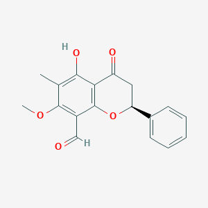 molecular formula C18H16O5 B1253595 (2s)-8-Formyl-5-hydroxy-7-methoxy-6-methylflavanone 