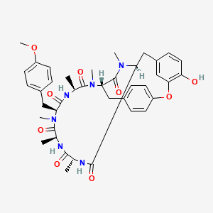 molecular formula C40H48N6O9 B1253617 (1S,4R,7S,10S,13S,16S)-24-hydroxy-10-[(4-methoxyphenyl)methyl]-4,7,9,13,15,29-hexamethyl-22-oxa-3,6,9,12,15,29-hexazatetracyclo[14.12.2.218,21.123,27]tritriaconta-18,20,23,25,27(31),32-hexaene-2,5,8,11,14,30-hexone 