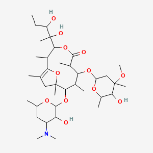 molecular formula C37H65NO12 B1253619 3-(2,3-Dihydroxypentan-2-yl)-9-[4-(dimethylamino)-3-hydroxy-6-methyloxan-2-yl]oxy-7-(5-hydroxy-4-methoxy-4,6-dimethyloxan-2-yl)oxy-2,6,8,10,12-pentamethyl-4,13-dioxabicyclo[8.2.1]tridec-1(12)-en-5-one 