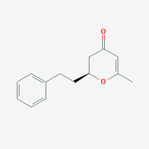 molecular formula C14H16O2 B12536407 4H-Pyran-4-one, 2,3-dihydro-6-methyl-2-(2-phenylethyl)-, (2S)- CAS No. 651738-96-4