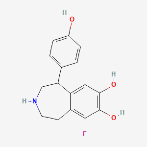 molecular formula C16H16FNO3 B1253711 9-fluoro-5-(4-hydroxyphenyl)-2,3,4,5-tetrahydro-1H-3-benzazepine-7,8-diol 