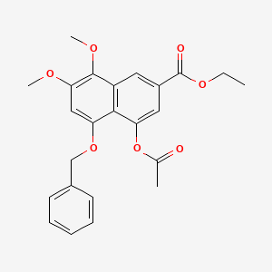 2-Naphthalenecarboxylic acid, 4-(acetyloxy)-7,8-dimethoxy-5-(phenylmethoxy)-, ethyl ester