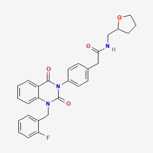 2-[4-[1-[(2-fluorophenyl)methyl]-2,4-dioxo-3-quinazolinyl]phenyl]-N-(2-oxolanylmethyl)acetamide