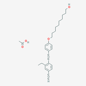 molecular formula C30H38O4 B12537508 Acetic acid;10-[4-[2-(2-ethyl-4-ethynylphenyl)ethynyl]phenoxy]decan-1-ol CAS No. 820241-94-9