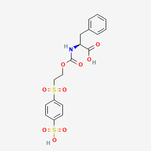 molecular formula C18H19NO9S2 B12537695 N-{[2-(4-Sulfobenzene-1-sulfonyl)ethoxy]carbonyl}-L-phenylalanine CAS No. 821791-97-3