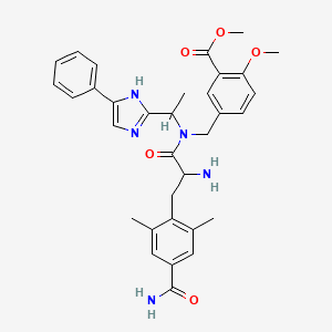 Benzoic acid, 5-[[[(2S)-2-amino-3-[4-(aminocarbonyl)-2,6-dimethylphenyl]-1-oxopropyl][(1S)-1-(5-phenyl-1H-imidazol-2-yl)ethyl]amino]methyl]-2-methoxy-, methyl ester