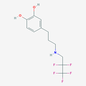 molecular formula C12H14F5NO2 B12538079 4-{3-[(2,2,3,3,3-Pentafluoropropyl)amino]propyl}benzene-1,2-diol CAS No. 675589-36-3