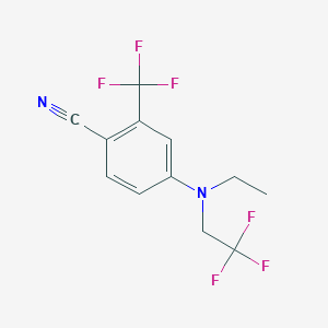 molecular formula C12H10F6N2 B12538121 4-[Ethyl(2,2,2-trifluoroethyl)amino]-2-(trifluoromethyl)benzonitrile CAS No. 821777-63-3