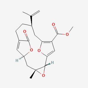 molecular formula C21H24O6 B1253825 methyl (2R,4R,6S,12R)-4-methyl-8-oxo-12-prop-1-en-2-yl-3,7,17-trioxatetracyclo[12.2.1.16,9.02,4]octadeca-1(16),9(18),14-triene-15-carboxylate 