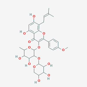 molecular formula C32H38O14 B1253826 3-[4,5-二羟基-6-甲基-3-(3,4,5-三羟基氧杂环-2-基)氧基氧杂环-2-基]氧基-5,7-二羟基-2-(4-甲氧基苯基)-8-(3-甲基丁-2-烯基)色酮-4-酮 