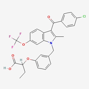 Butanoic acid, 2-[3-[[3-(4-chlorobenzoyl)-2-methyl-6-(trifluoromethoxy)-1H-indol-1-yl]methyl]phenoxy]-, (2R)-