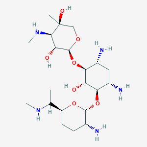 (2S,3R,4R,5R)-2-[(1S,2S,3R,4S,6R)-4,6-diamino-3-[[(2R,3R,6S)-3-amino-6-[1-(methylamino)ethyl]-2-oxanyl]oxy]-2-hydroxycyclohexyl]oxy-5-methyl-4-(methylamino)oxane-3,5-diol