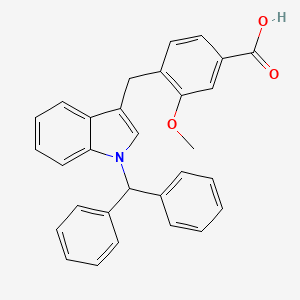 molecular formula C30H25NO3 B12538933 4-{[1-(Diphenylmethyl)-1H-indol-3-yl]methyl}-3-methoxybenzoic acid CAS No. 654069-22-4