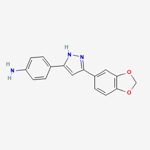 4-[3-(2H-1,3-Benzodioxol-5-yl)-1H-pyrazol-5-yl]aniline