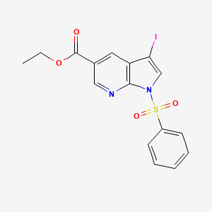 1H-Pyrrolo[2,3-b]pyridine-5-carboxylic acid, 3-iodo-1-(phenylsulfonyl)-, ethyl ester