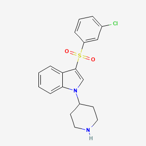 molecular formula C19H19ClN2O2S B12540580 1H-Indole, 3-[(3-chlorophenyl)sulfonyl]-1-(4-piperidinyl)- CAS No. 651335-62-5