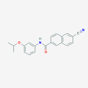 molecular formula C21H18N2O2 B12540912 2-Naphthalenecarboxamide, 6-cyano-N-[3-(1-methylethoxy)phenyl]- CAS No. 653604-42-3