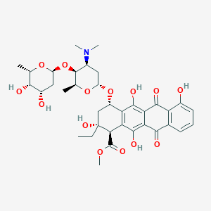 molecular formula C36H45NO14 B1254096 methyl (1R,2R,4S)-4-[(2R,4S,5S,6S)-5-[(2S,4S,5S,6S)-4,5-dihydroxy-6-methyloxan-2-yl]oxy-4-(dimethylamino)-6-methyloxan-2-yl]oxy-2-ethyl-2,5,7,12-tetrahydroxy-6,11-dioxo-3,4-dihydro-1H-tetracene-1-carboxylate 
