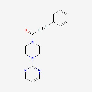 molecular formula C17H16N4O B12540984 Piperazine, 1-(1-oxo-3-phenyl-2-propynyl)-4-(2-pyrimidinyl)- CAS No. 676596-25-1